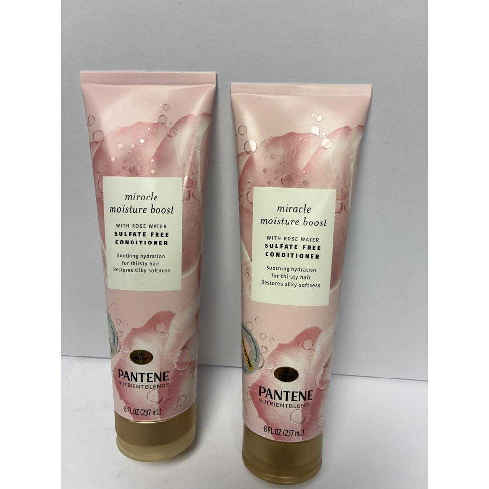 2X Pantene Nutrient Blends Miracle Moisture Boost Rose Water Conditioner 8 FL OZ